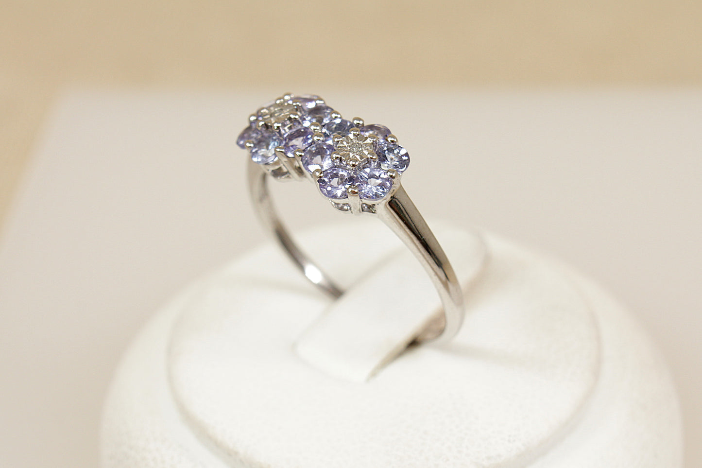 Silver, Blue Iolite and Diamond ‘Daisy’ Duo Ring