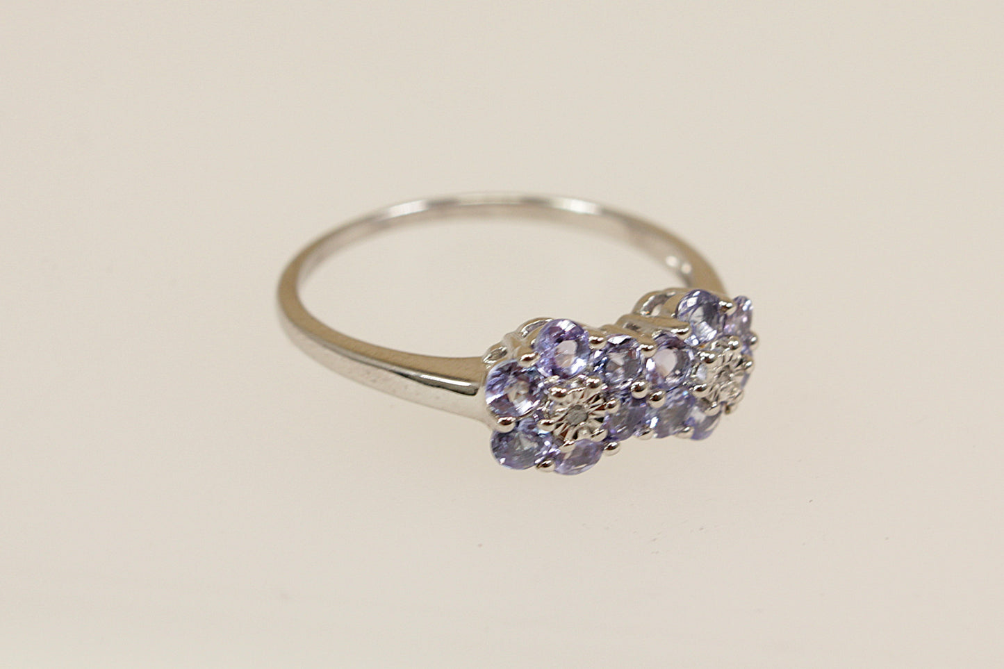 Silver, Blue Iolite and Diamond ‘Daisy’ Duo Ring