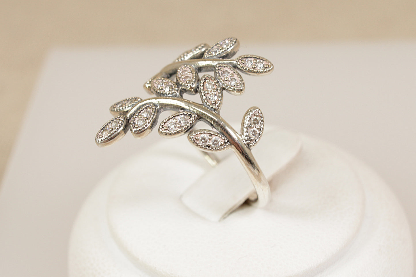 Silver White Crystal Pandora Ring