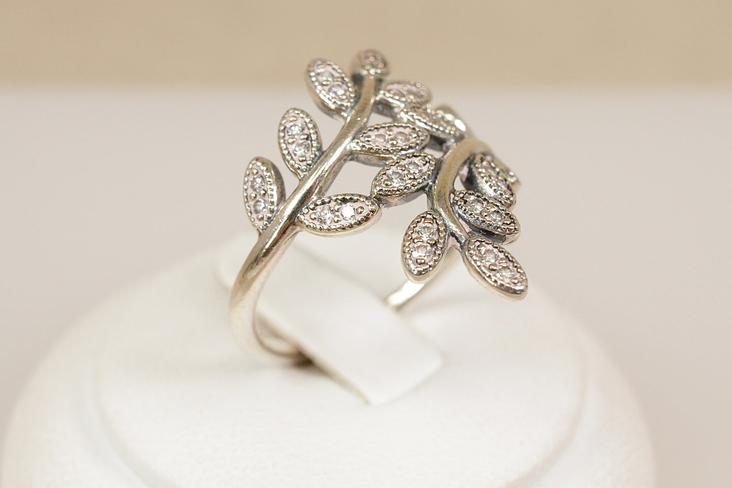 Silver White Crystal Pandora Ring