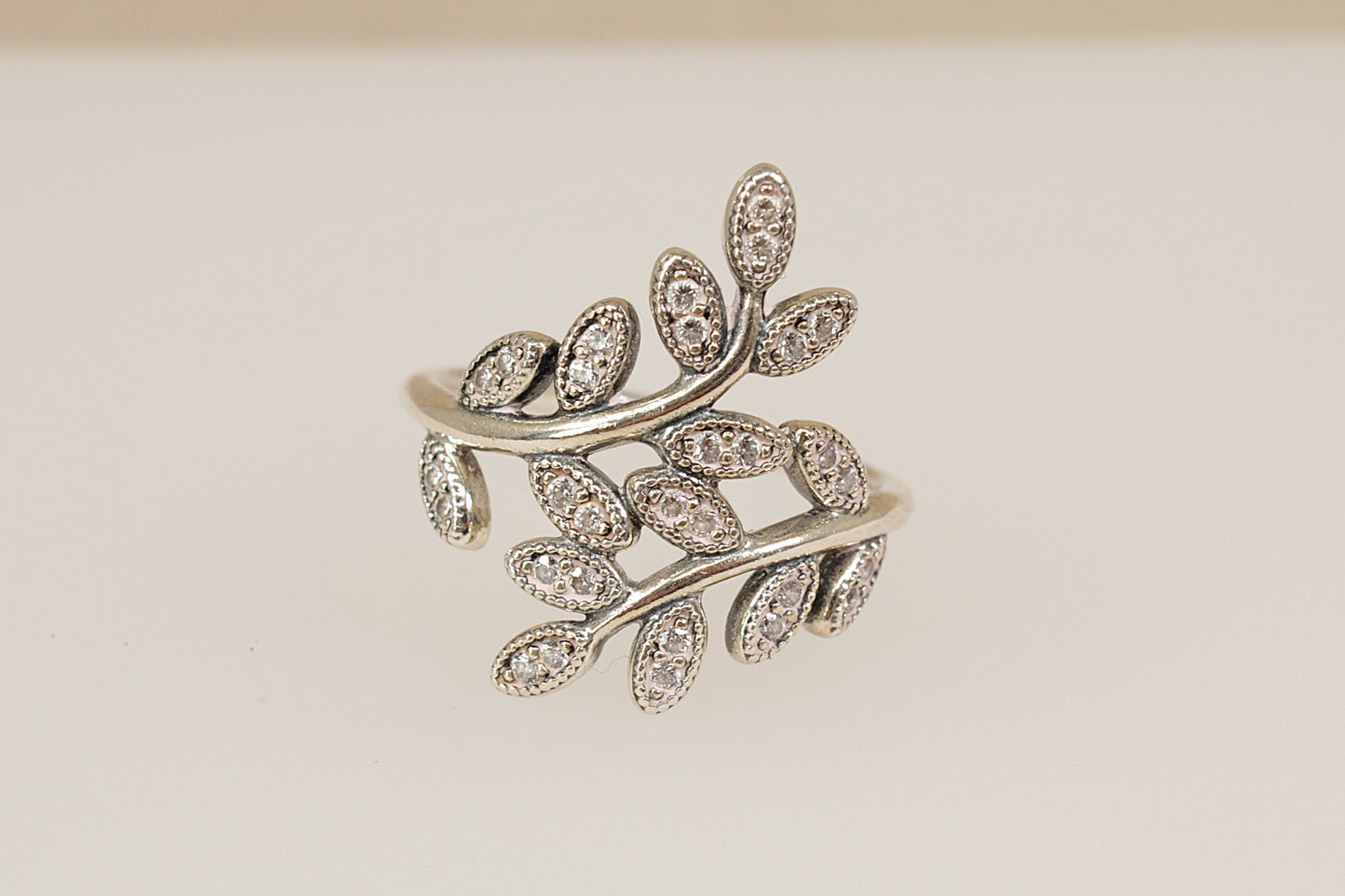 Silver White Crystal Pandora Ring