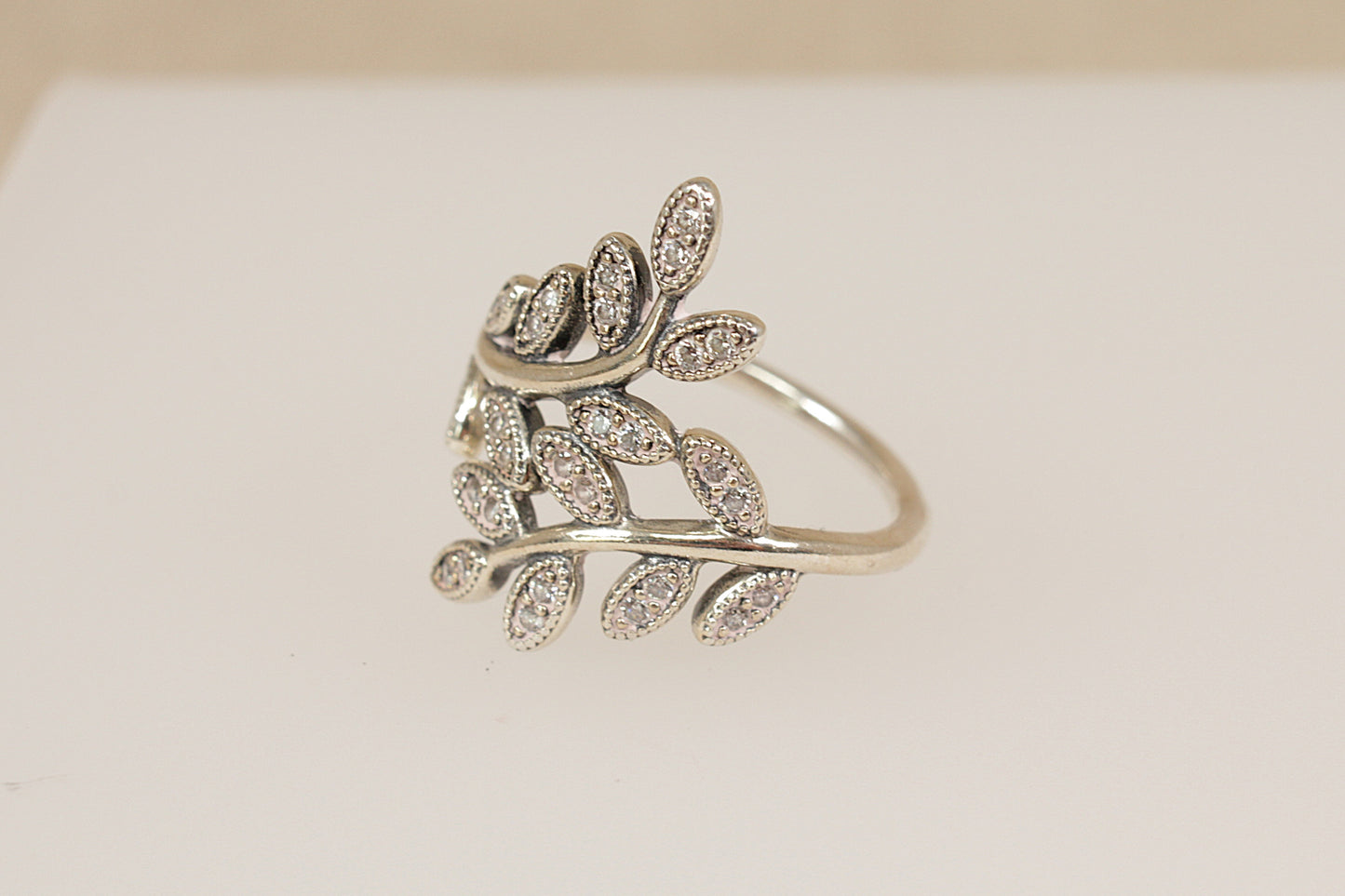 Silver White Crystal Pandora Ring