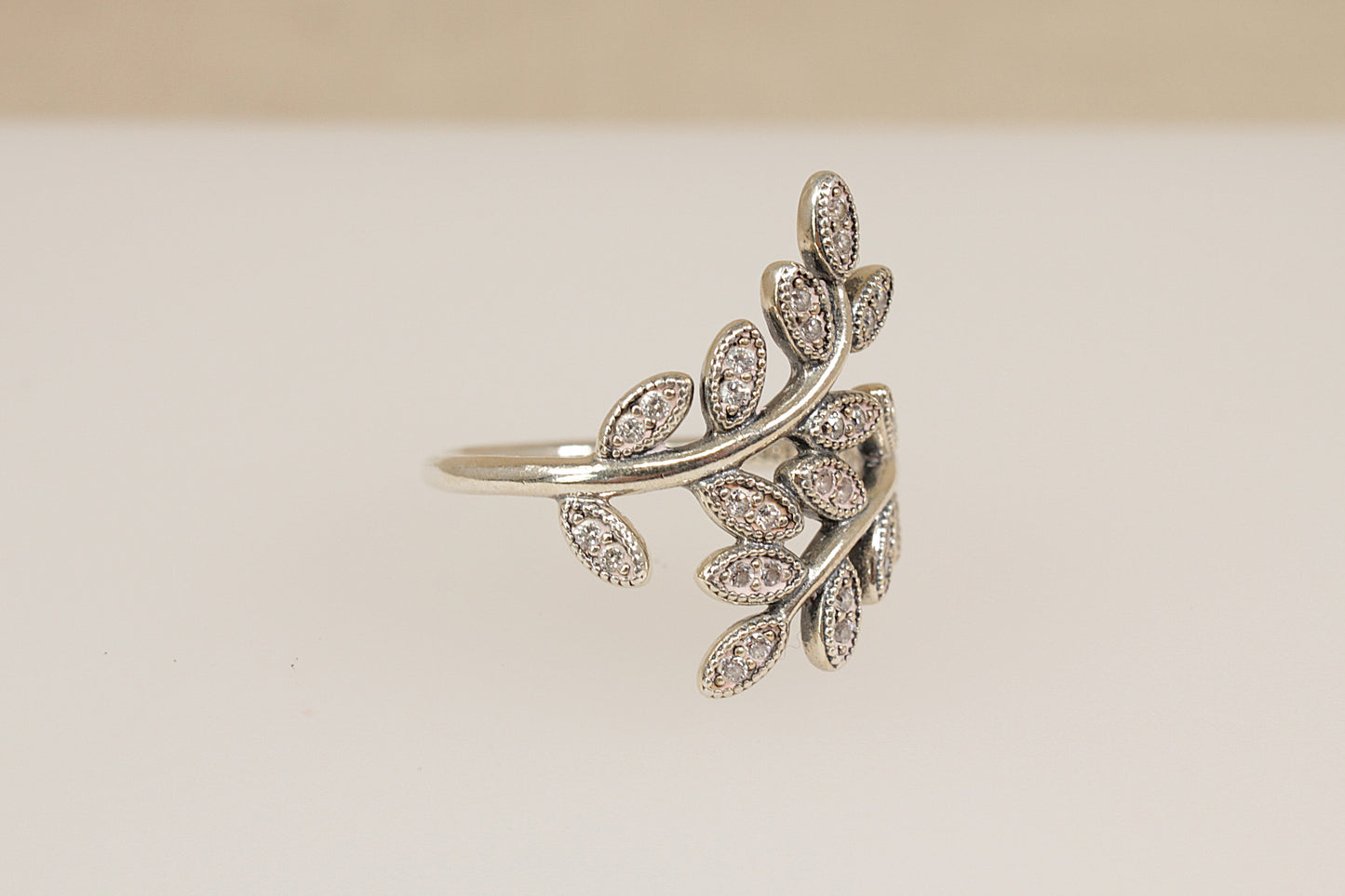Silver White Crystal Pandora Ring