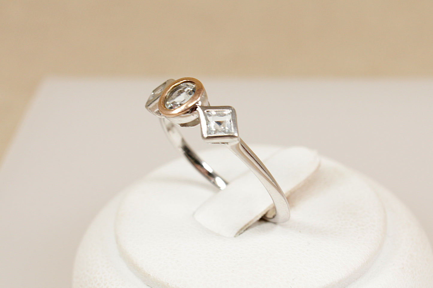 A Welsh Silver and Gold White Sapphire Trilogy ‘Clogau’ Ring