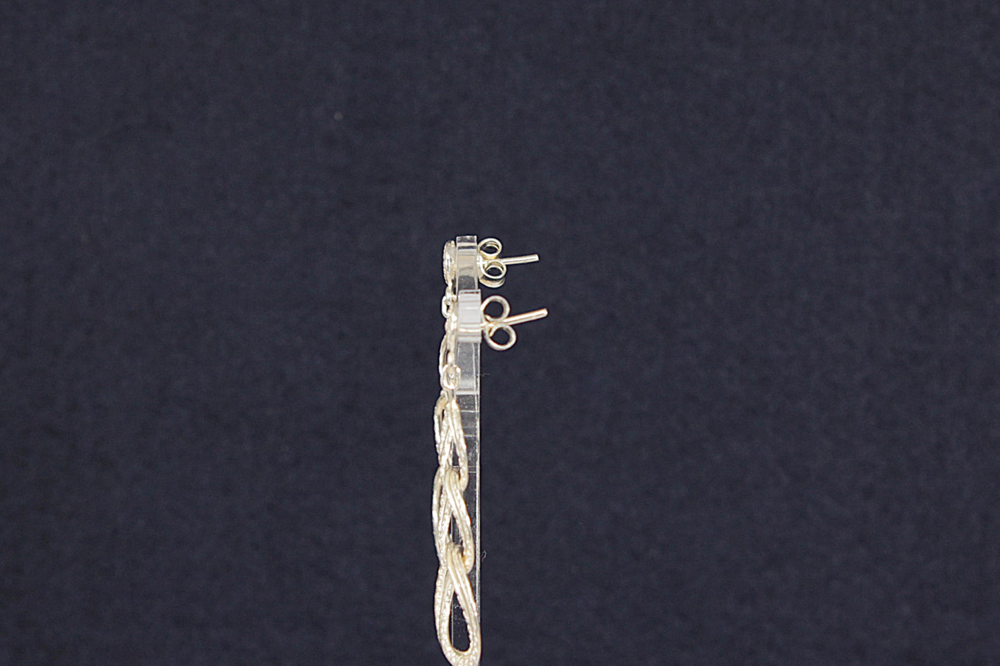 Silver Triple Hoop Dropper Earrings