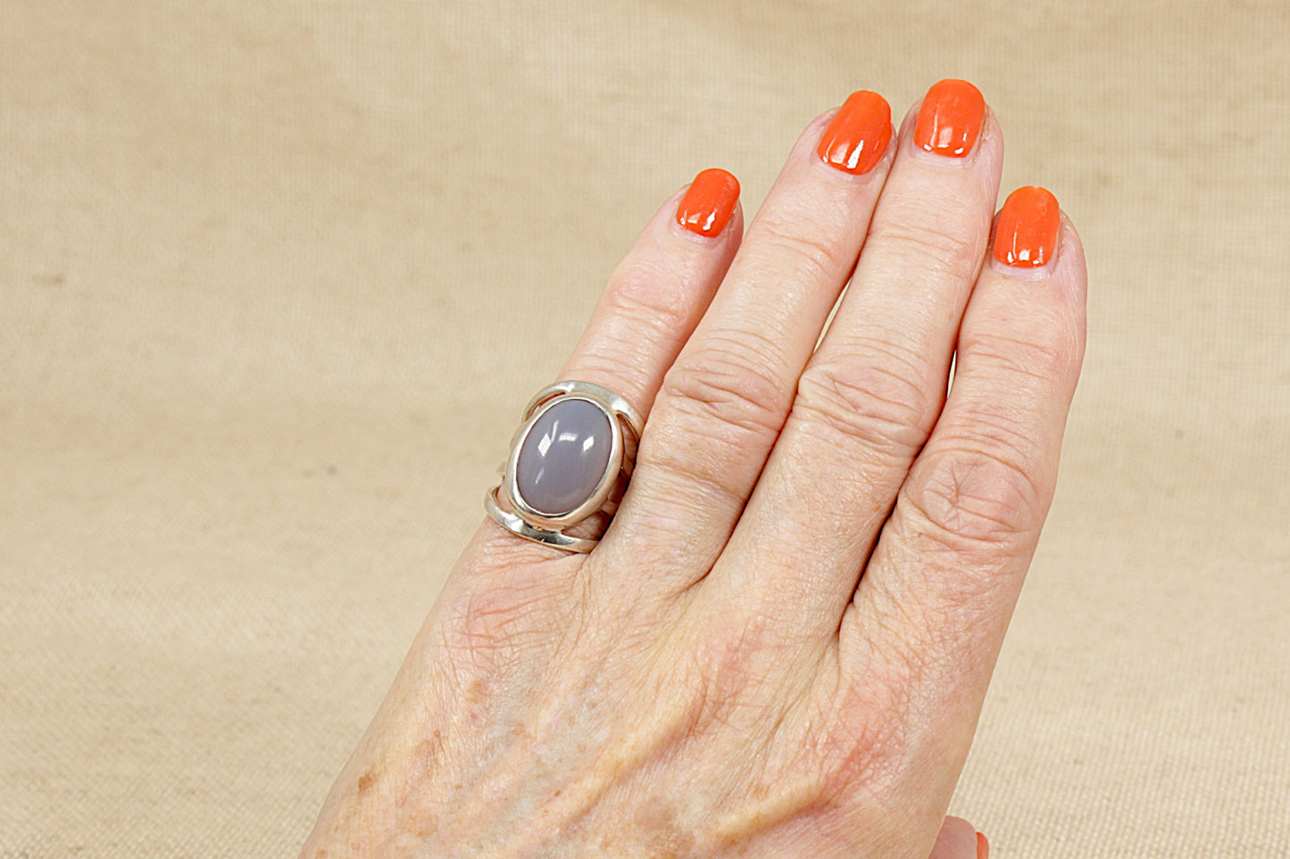 Vintage Silver Agate Statement Ring