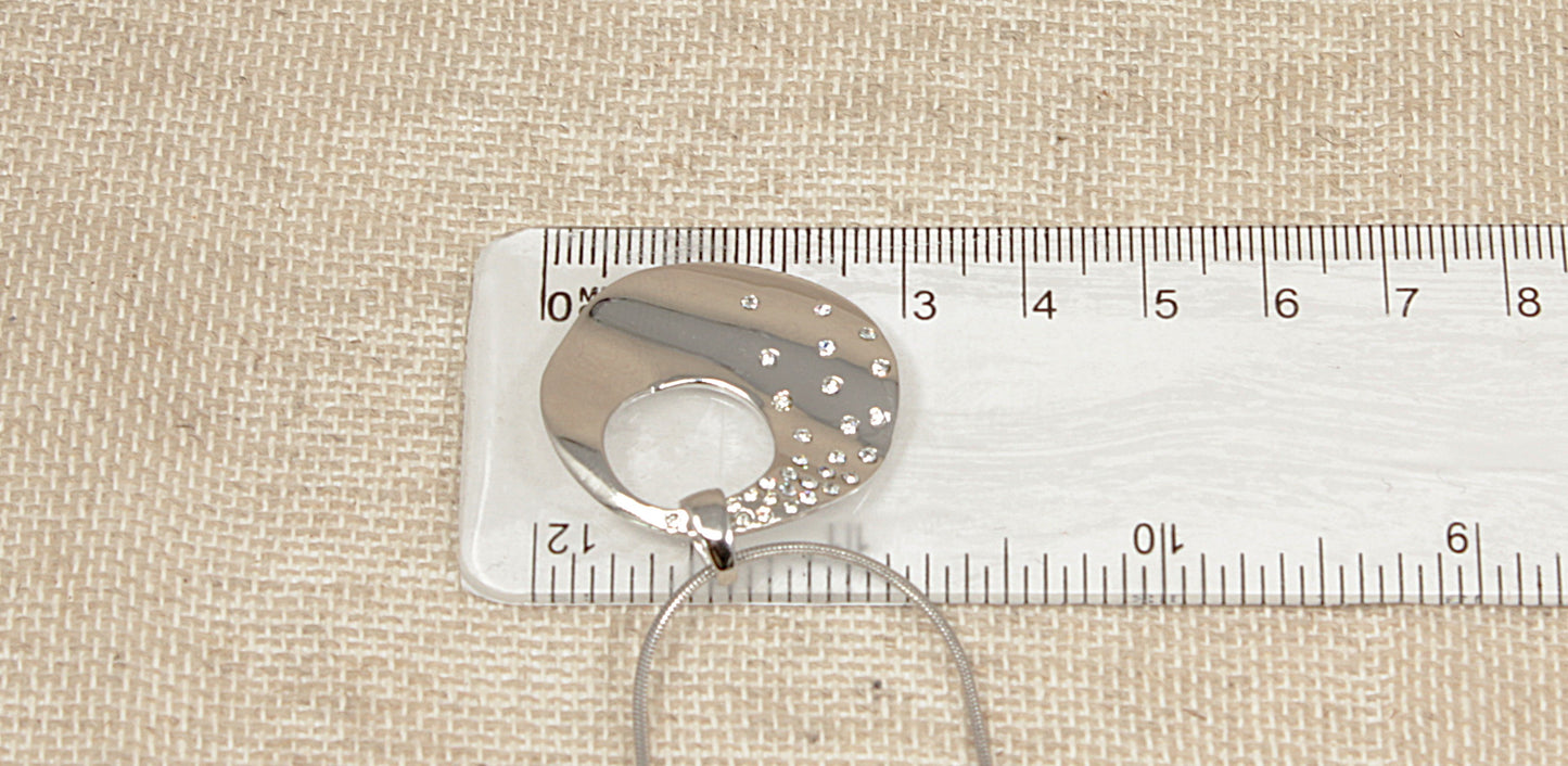 Italian Silver Crystal Pendant and Chain Necklace