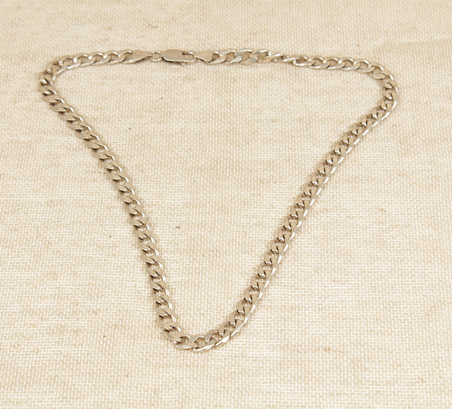 Silver Flat Curb Link Necklace Chain