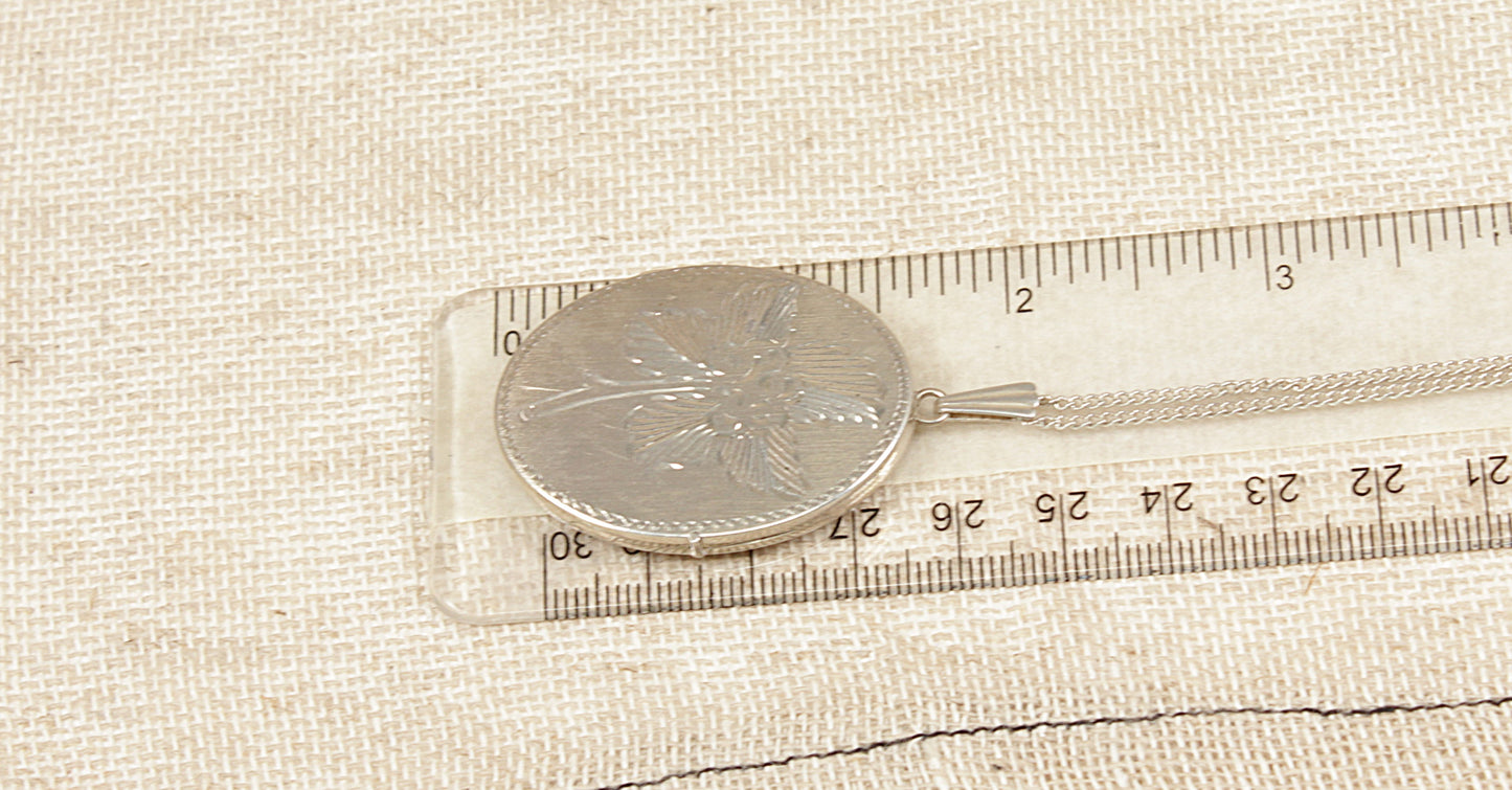 Vintage Silver Oval Locket and Chain
