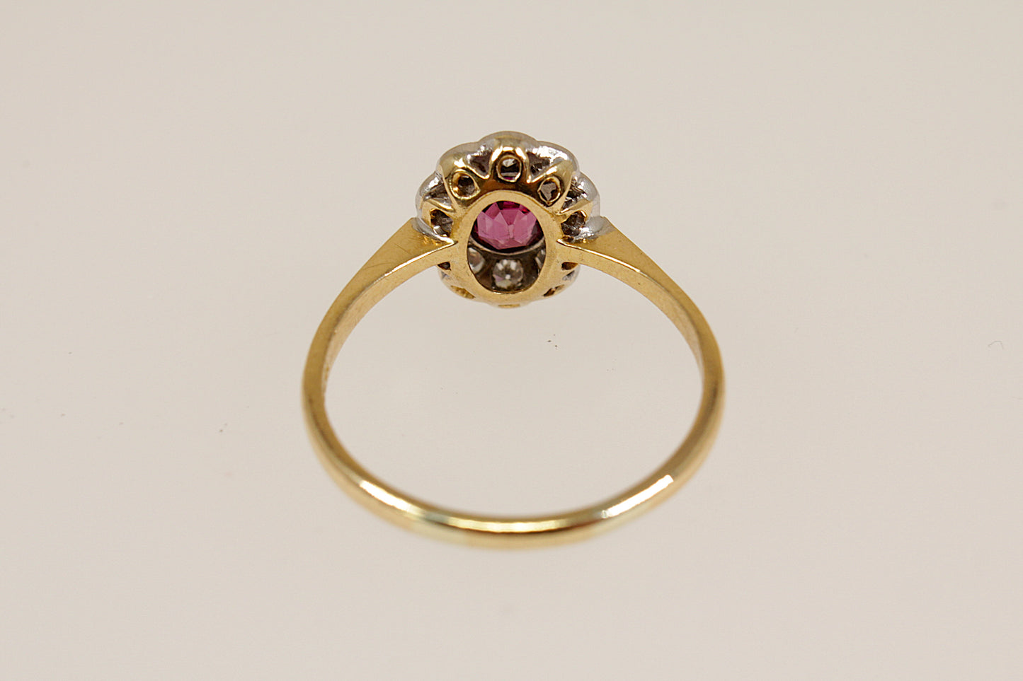 18ct Gold, Platinum Ruby and Diamond Cluster Ring