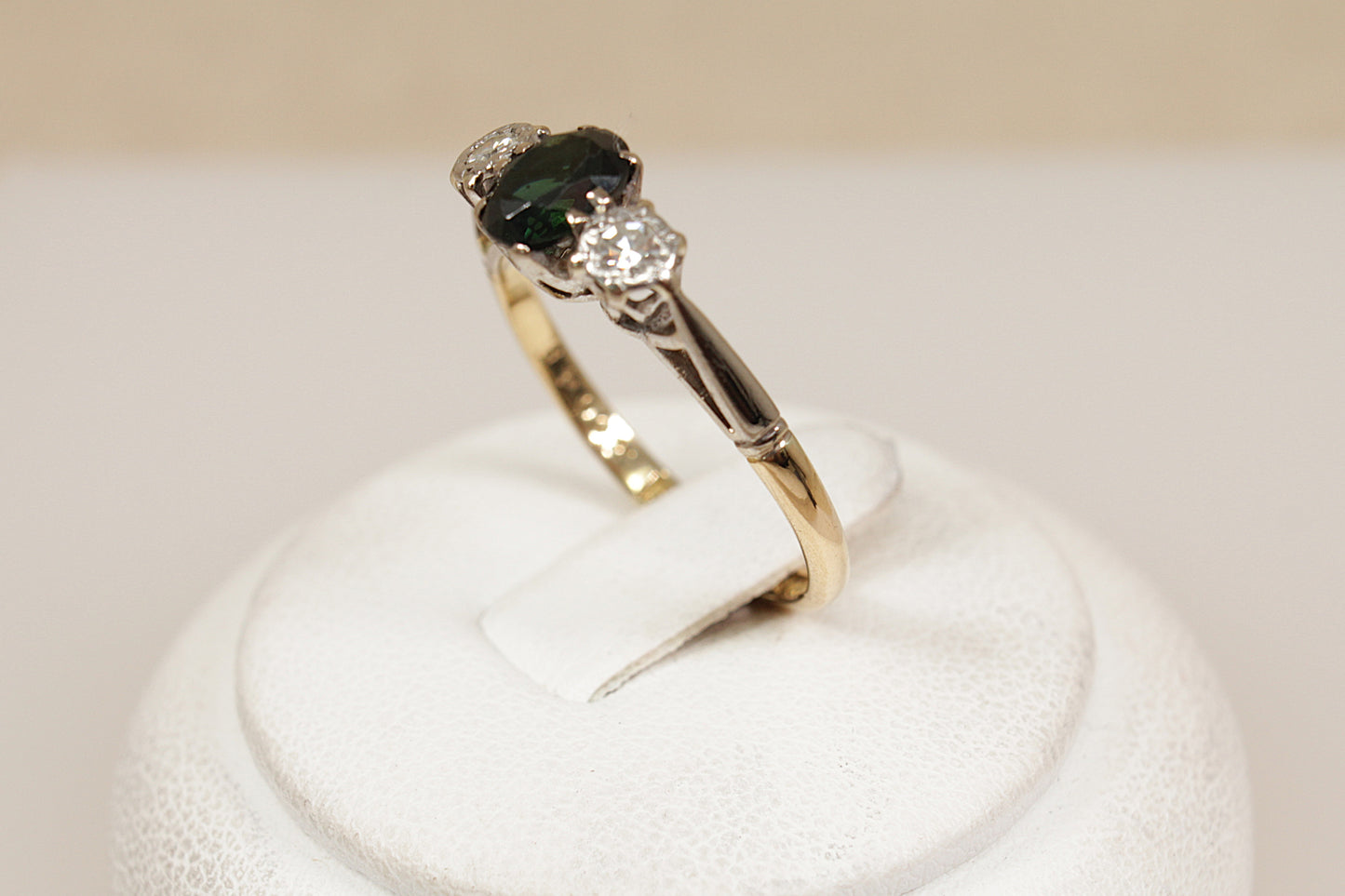 18ct Gold, Platinum and Sapphire Diamond Trilogy Ring