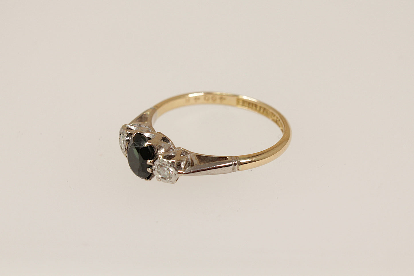 18ct Gold, Platinum and Sapphire Diamond Trilogy Ring