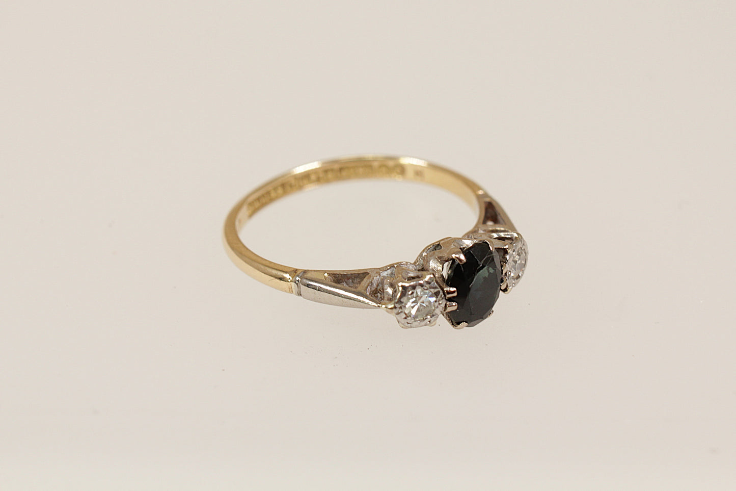 18ct Gold, Platinum and Sapphire Diamond Trilogy Ring