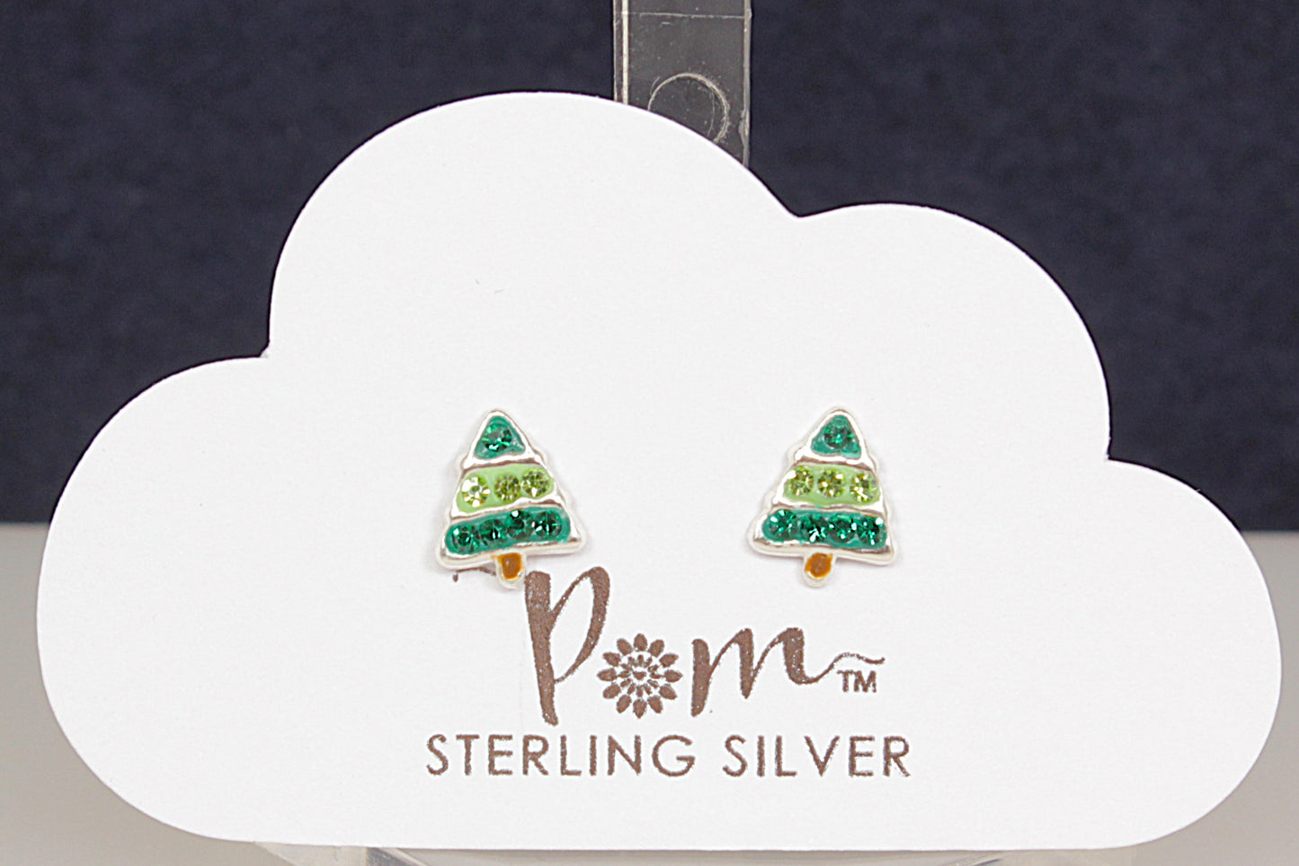 Silver Christmas Tree Stud Earrings