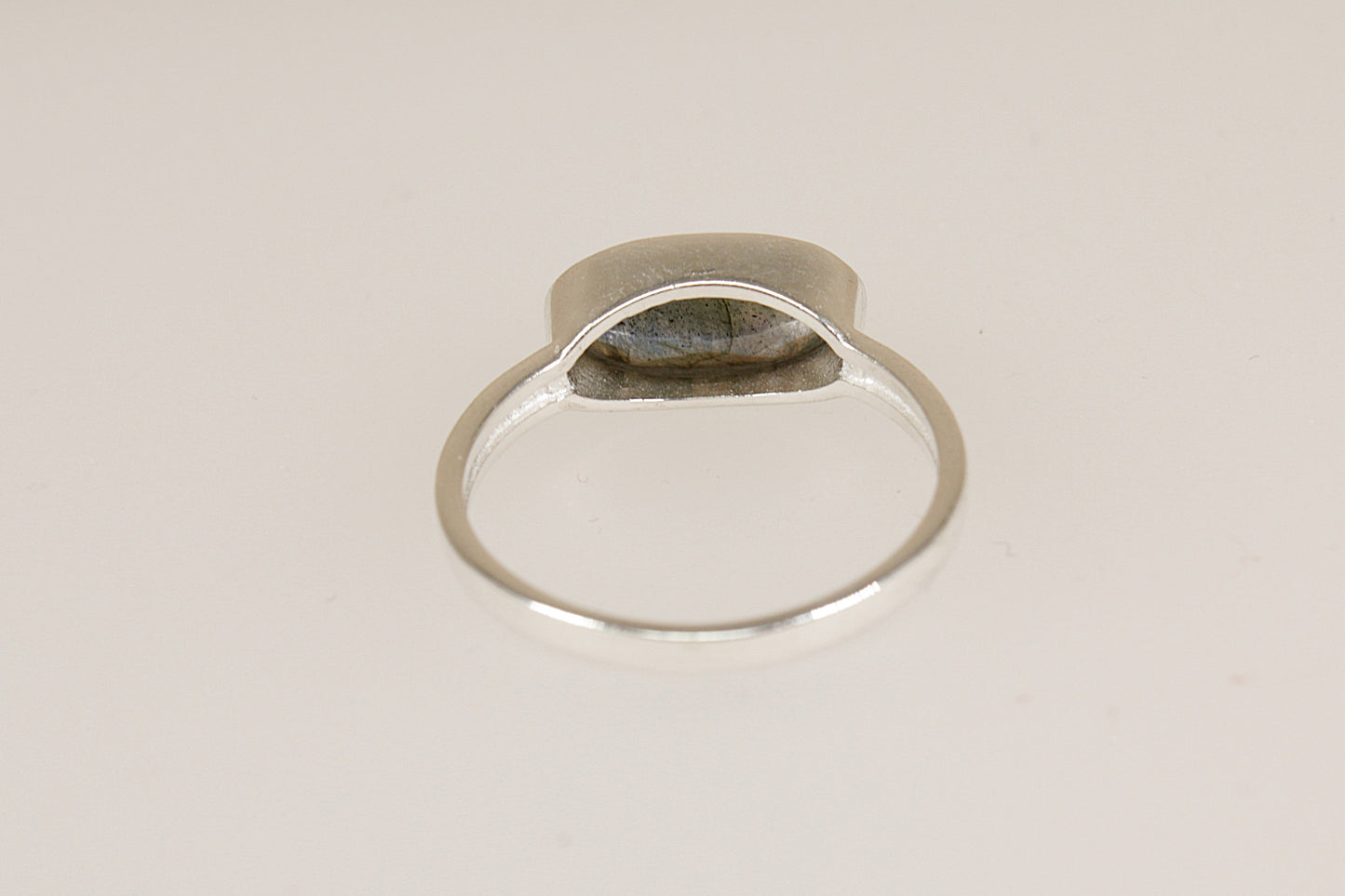 Silver Labradorite Solitaire Ellipse Ring