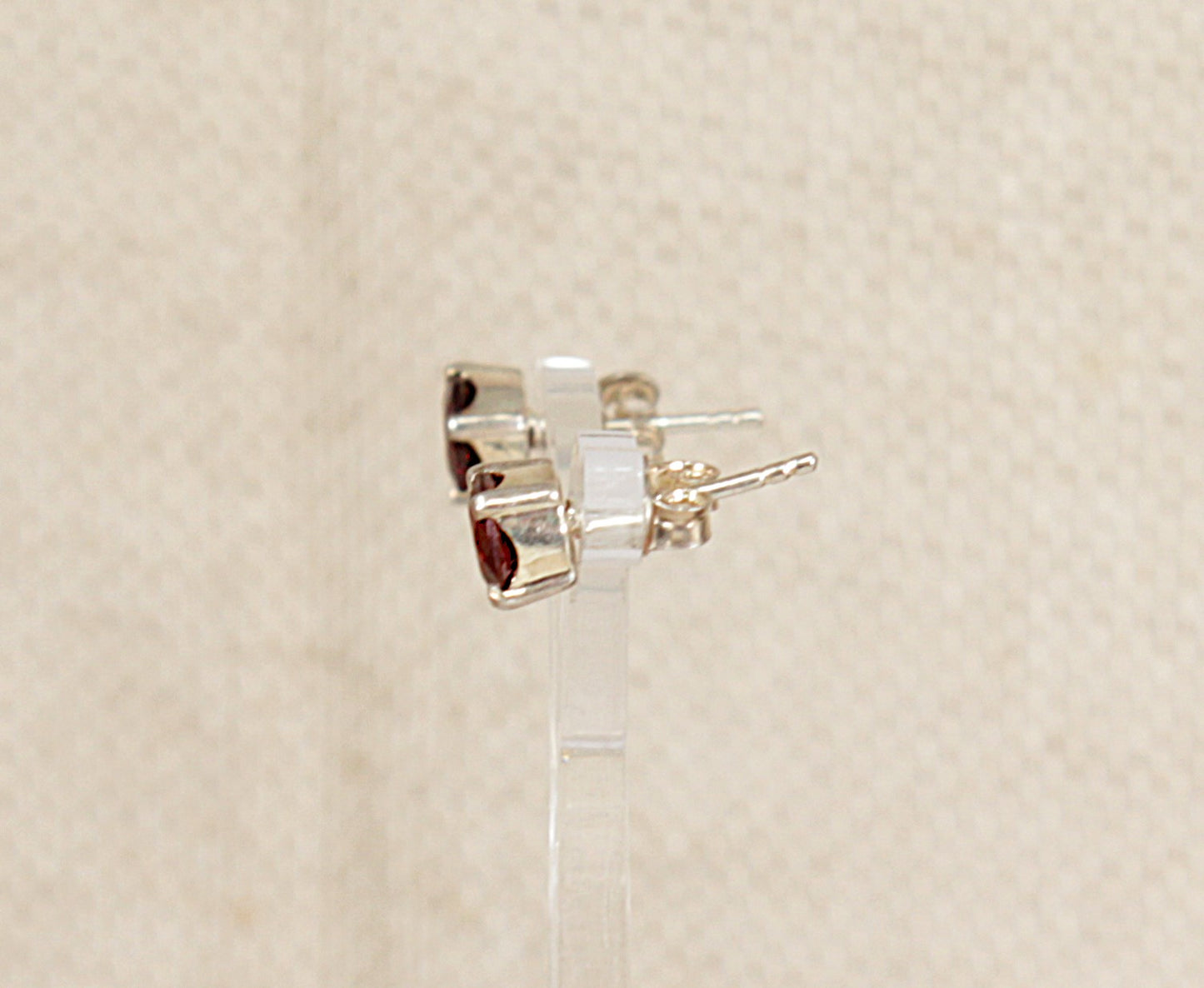 Classic Sterling Silver & Garnet Stud Earrings