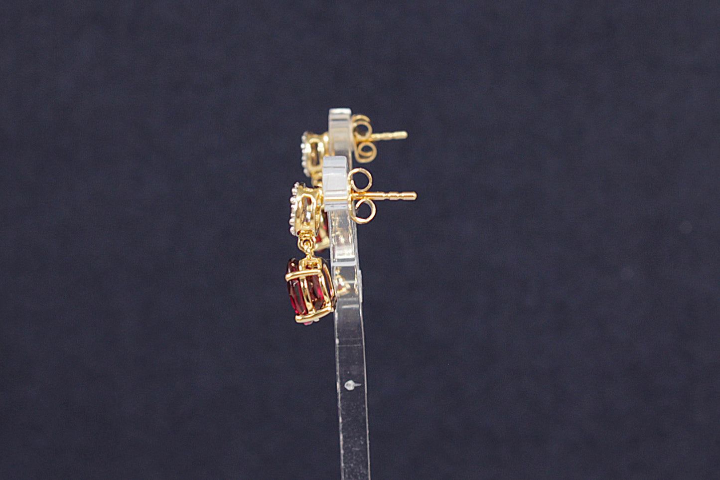 10ct Gold Rhodolite Garnet and Diamond Earrings