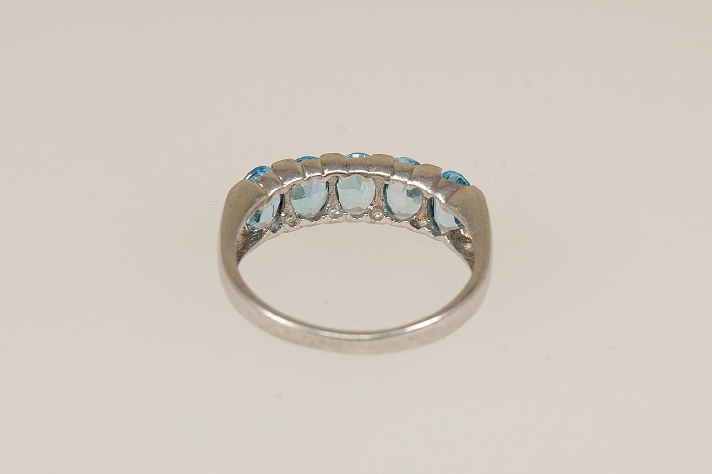 Silver 5 Stone Blue Topaz Ring