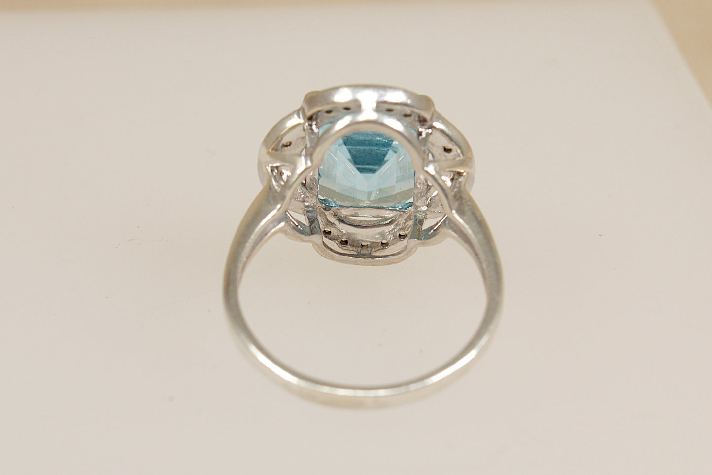 Silver Blue and White Topaz Statement Ring