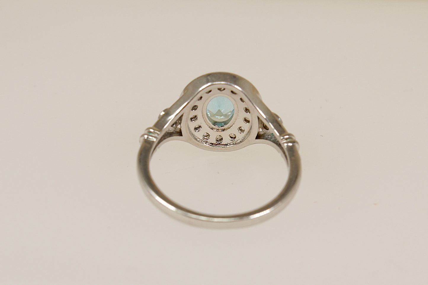 Silver Blue and White Crystal Statement Ring