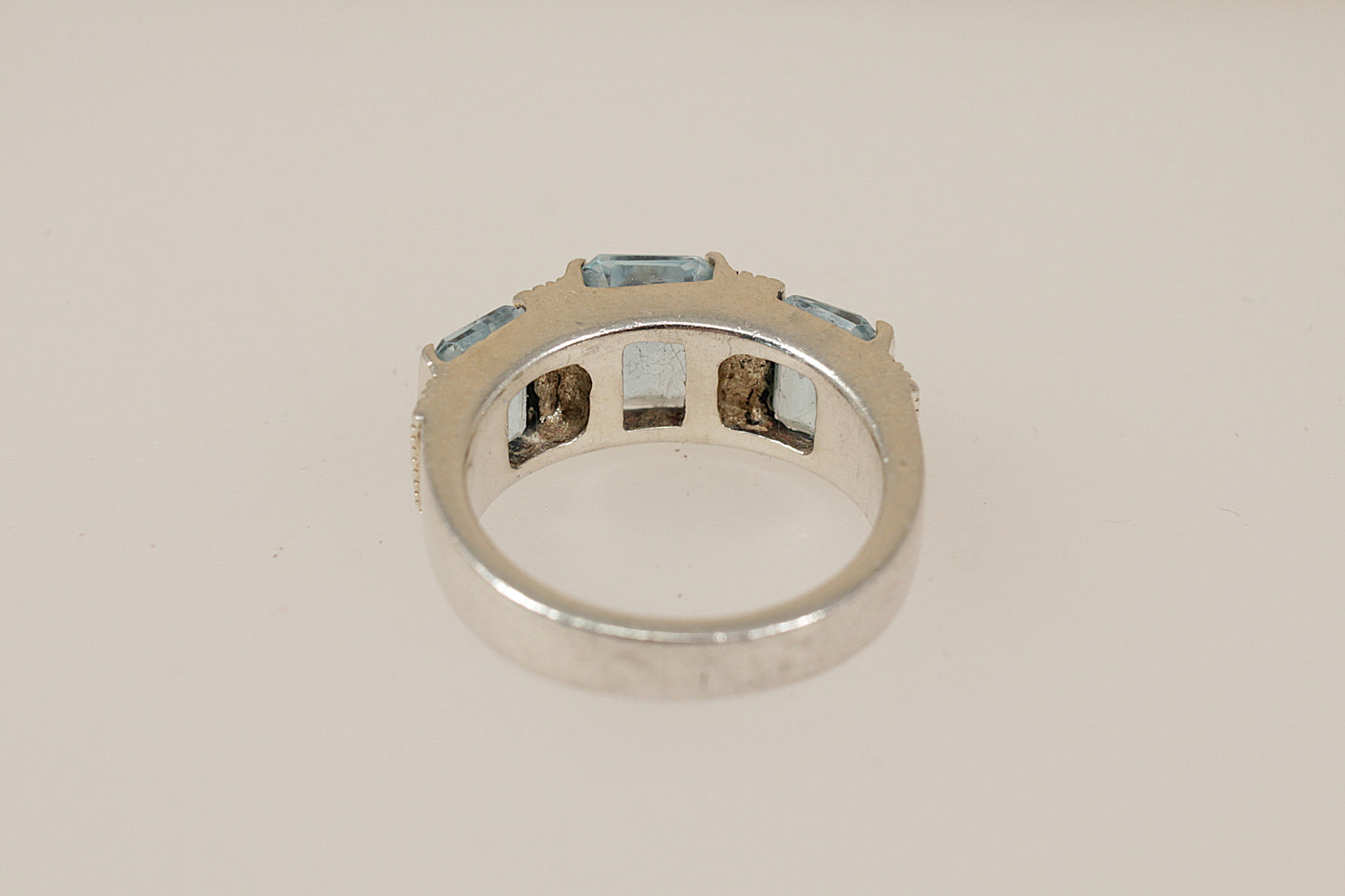 Silver Topaz and Marcasite Trilogy Ring