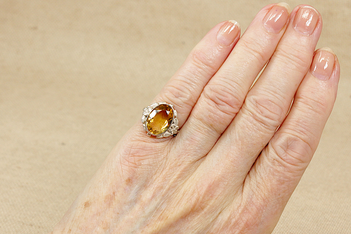 Vintage Silver Citrine Ring