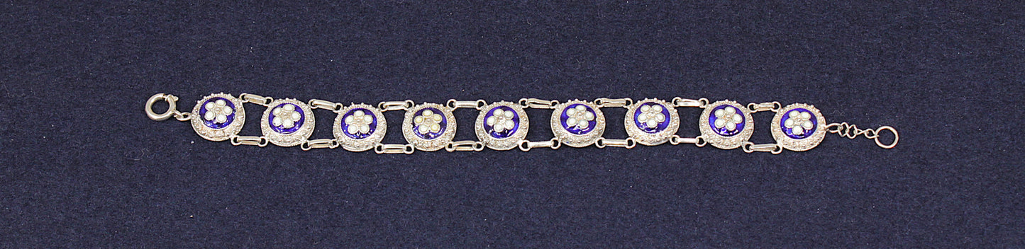 Antique French Silver & Enamel Bracelet