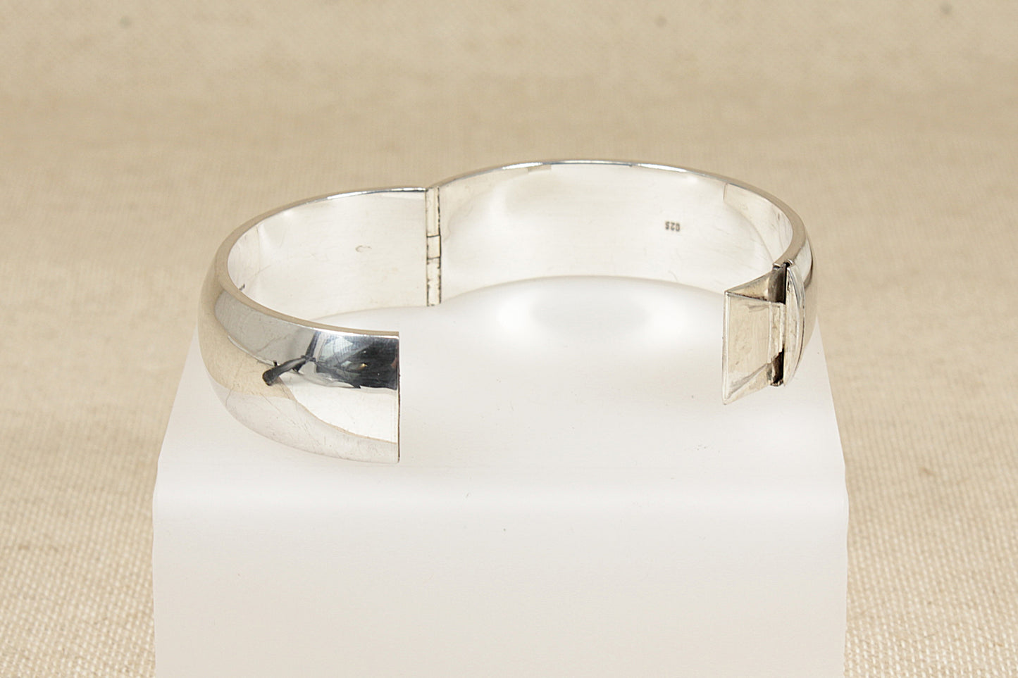 Large Silver Hinged Cuff Bangle