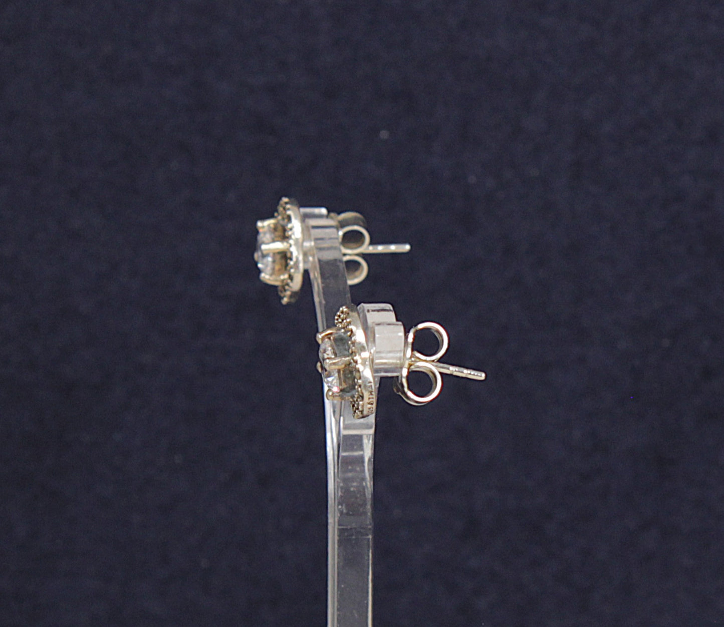 Charming Sterling Silver, CZ & Marcasite Stud Earrings