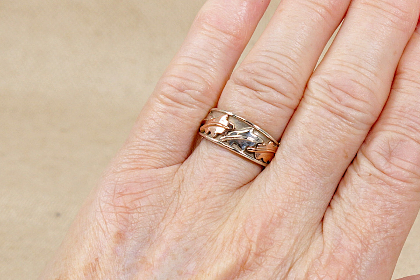 Welsh Clogau Silver & Gold Vine Leaf Design Ring