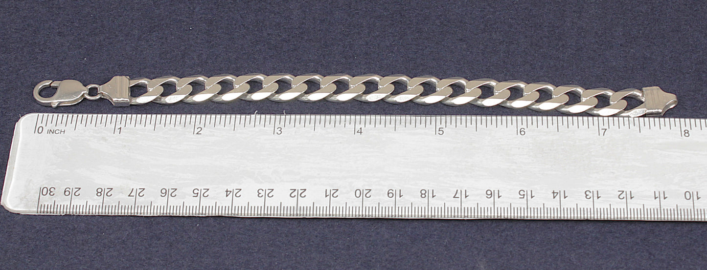 Silver Flat Curb Link Bracelet - 8"