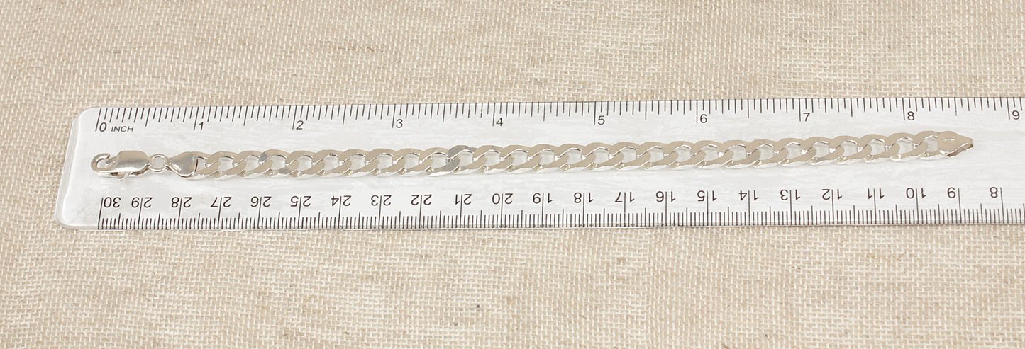Silver Flat Curb Link Bracelet - 8 ½"
