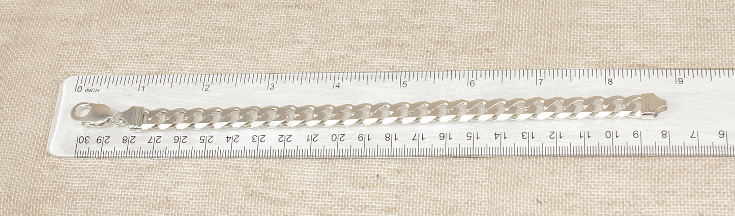 Silver Flat Curb Link Bracelet - 8 ¾"
