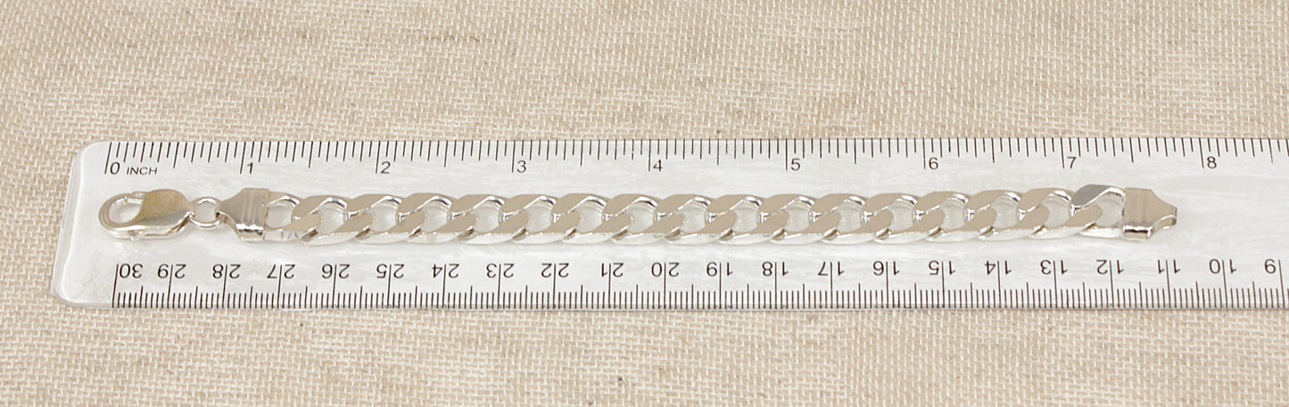 Heavy Silver Flat Curb Link Bracelet - 7 ¾"