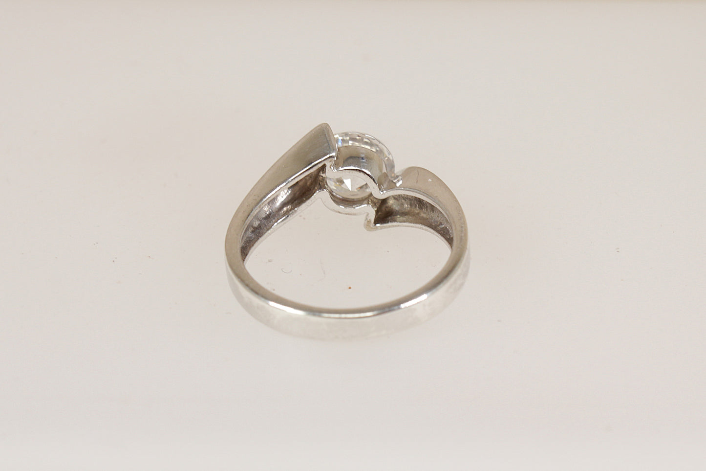 Stylish, Chunky Sterling Silver CZ Solitaire Twist Ring