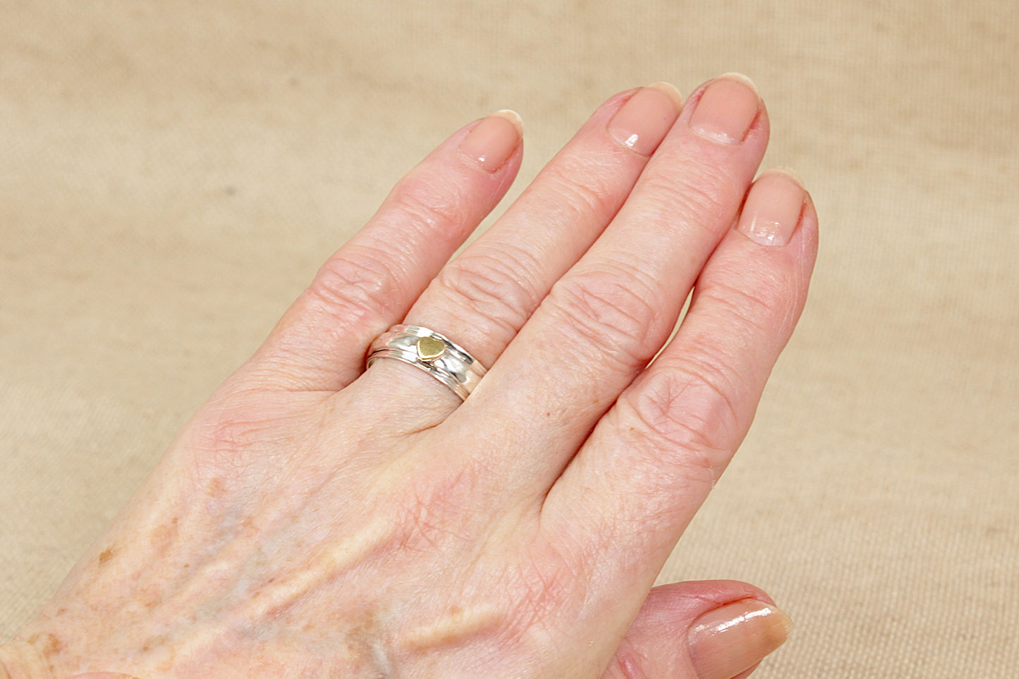 Silver Heart Spinner Ring