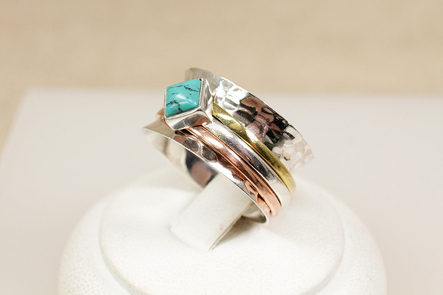 Silver Turquoise ‘Spinner’ Statement Ring