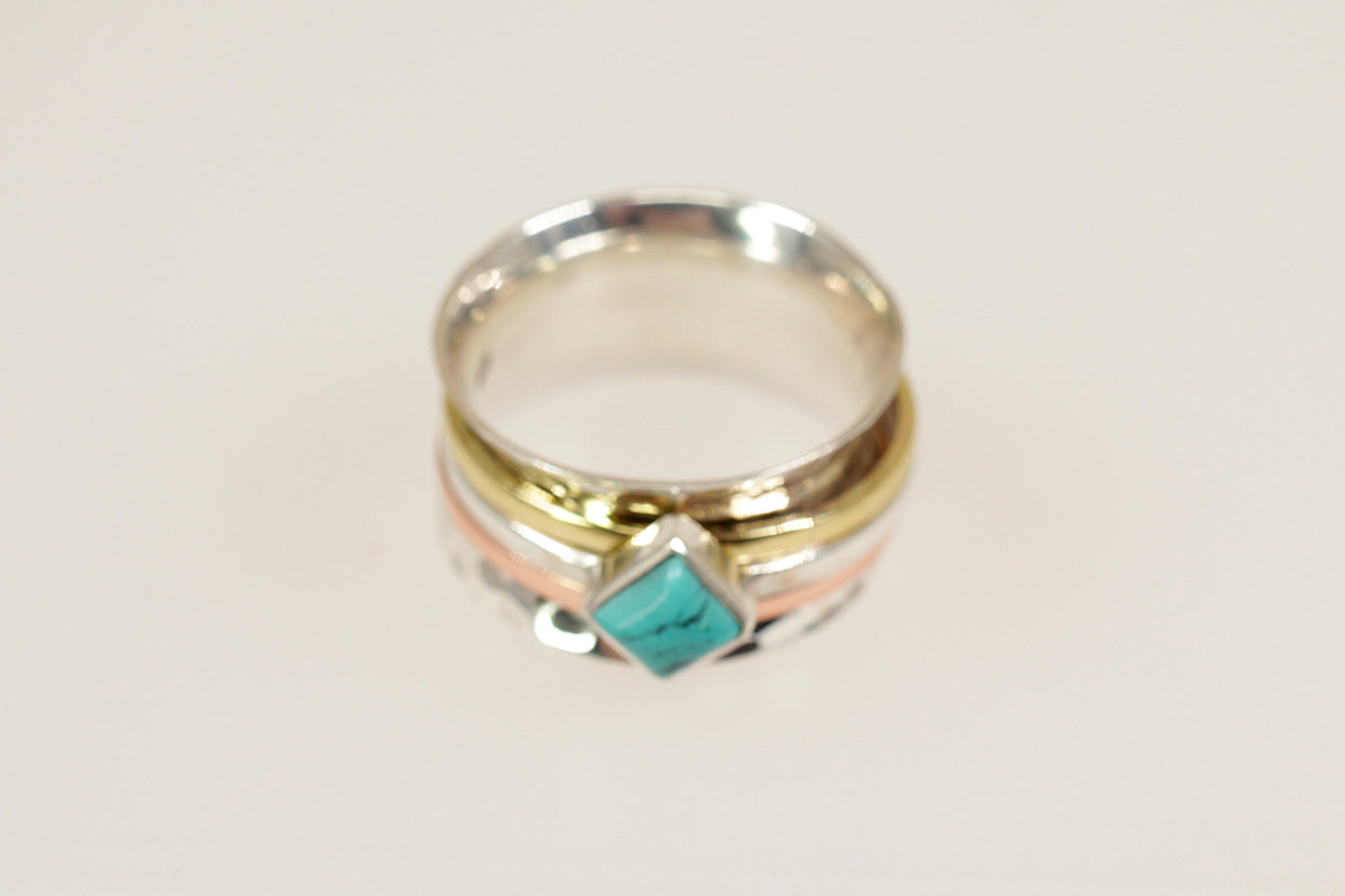 Silver Turquoise ‘Spinner’ Statement Ring
