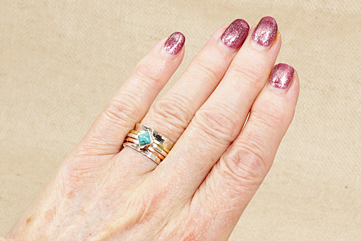 Silver Turquoise ‘Spinner’ Statement Ring