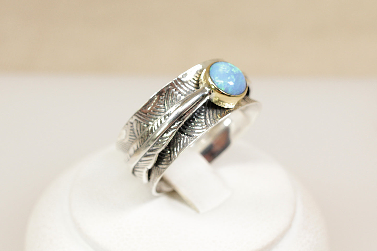 Silver Blue Opal ‘Spinner’ Ring