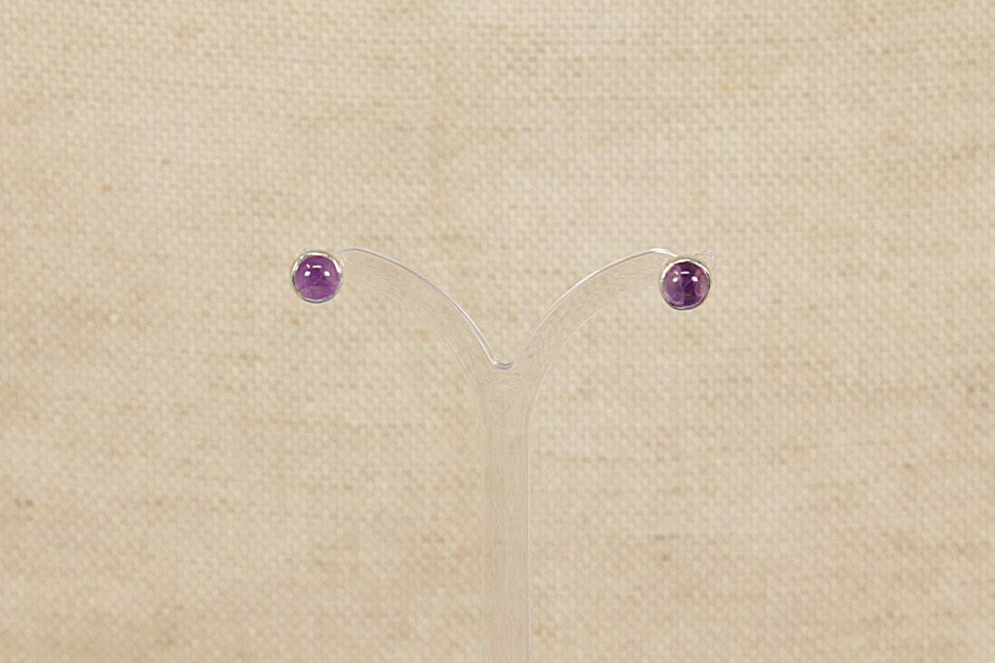 Silver Amethyst Stud Earrings