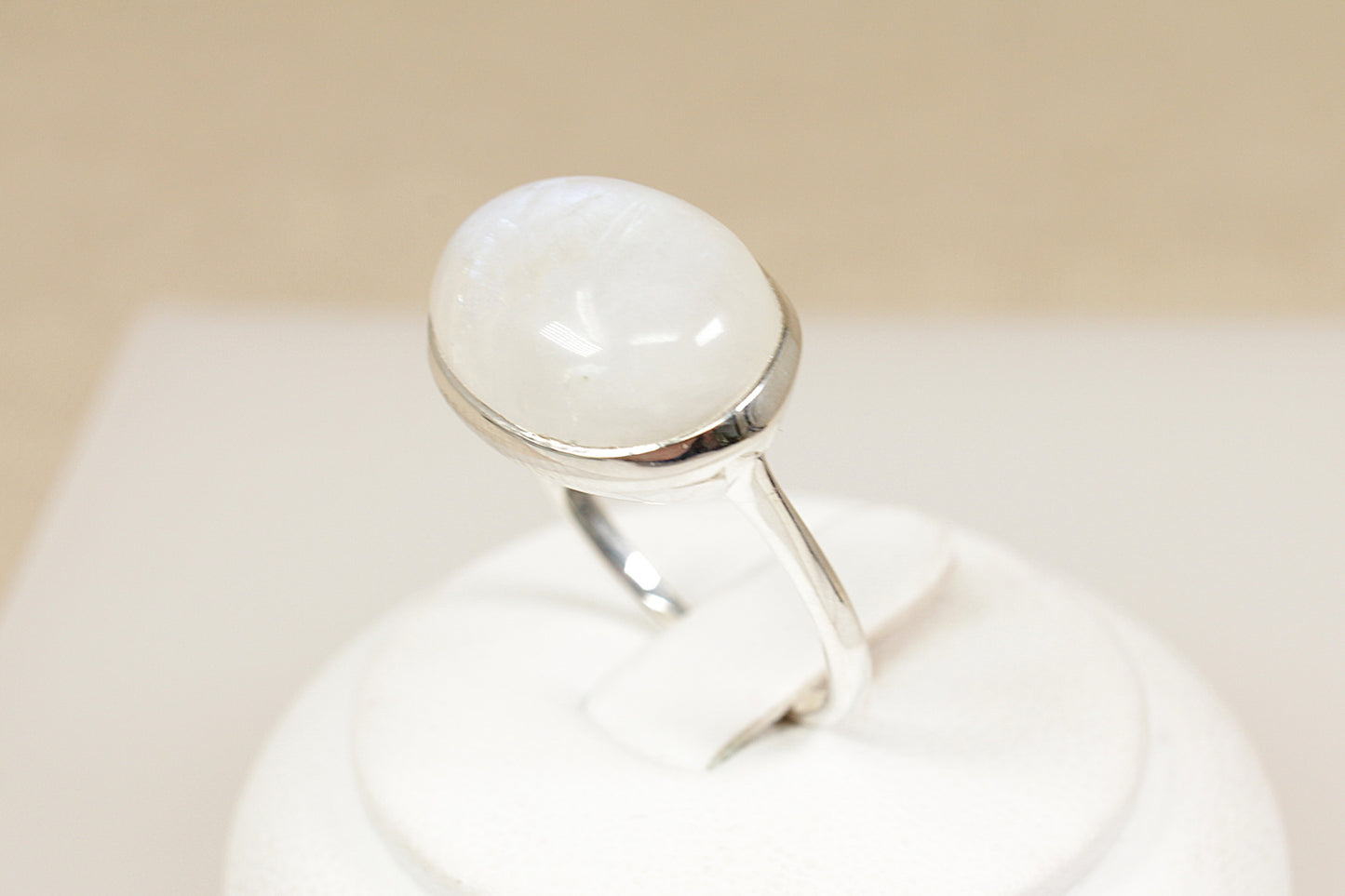 Silver Moonstone Solitaire Statement Ring