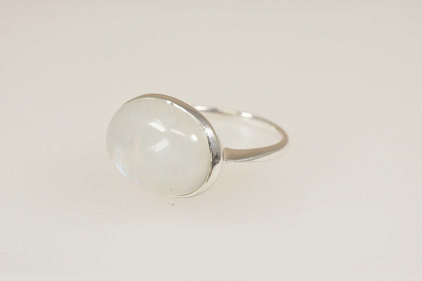 Silver Moonstone Solitaire Statement Ring
