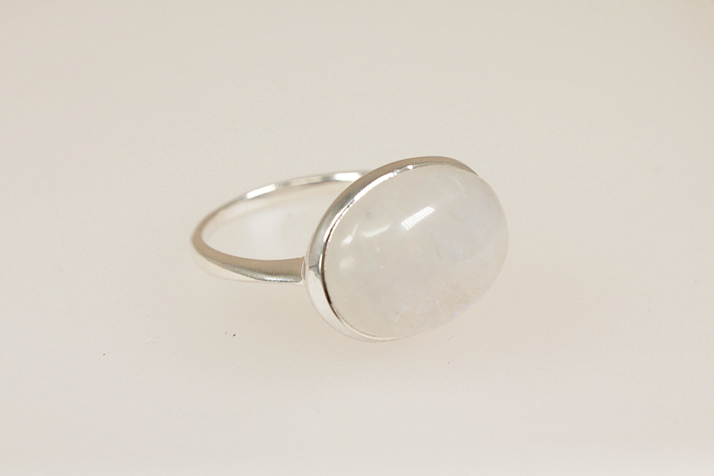 Silver Moonstone Solitaire Statement Ring