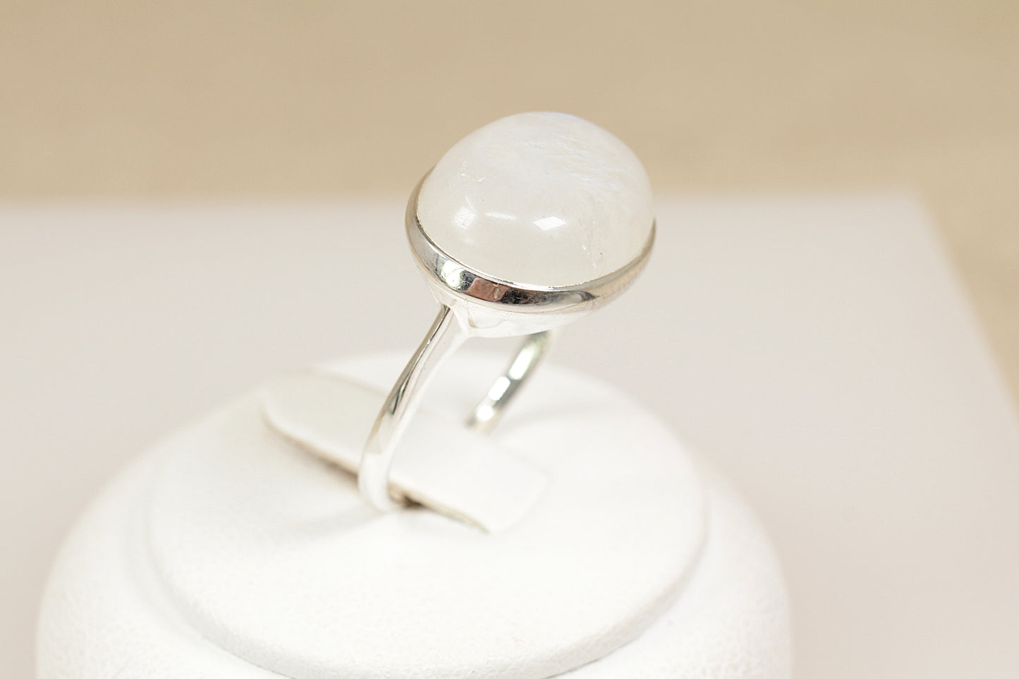 Silver Moonstone Solitaire Statement Ring