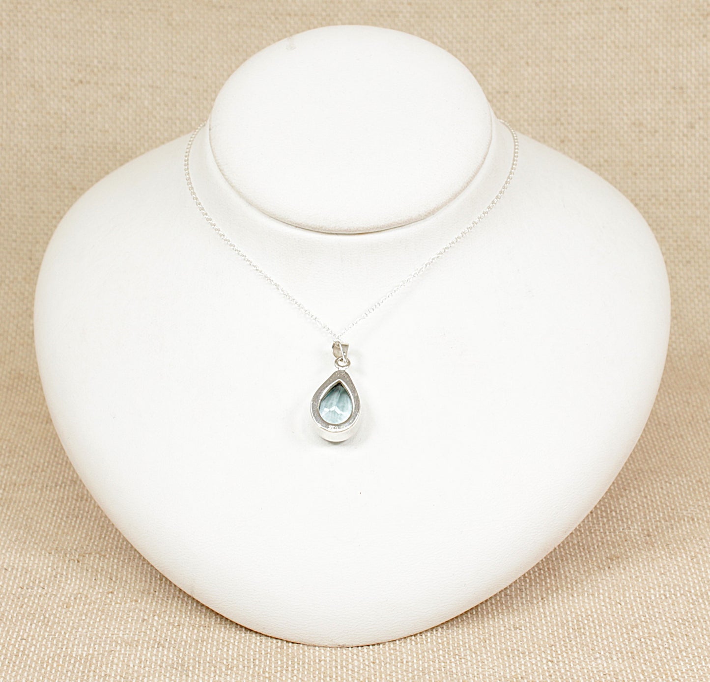 Silver Blue Topaz Pendant Necklace