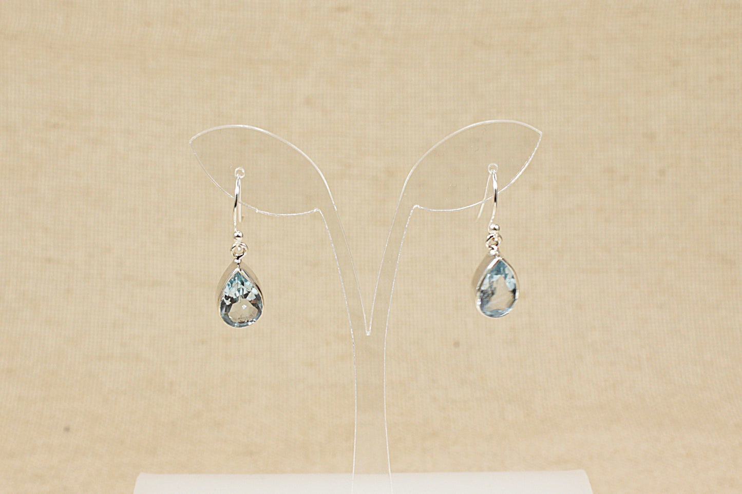 Silver Blue Topaz Drop Earrings