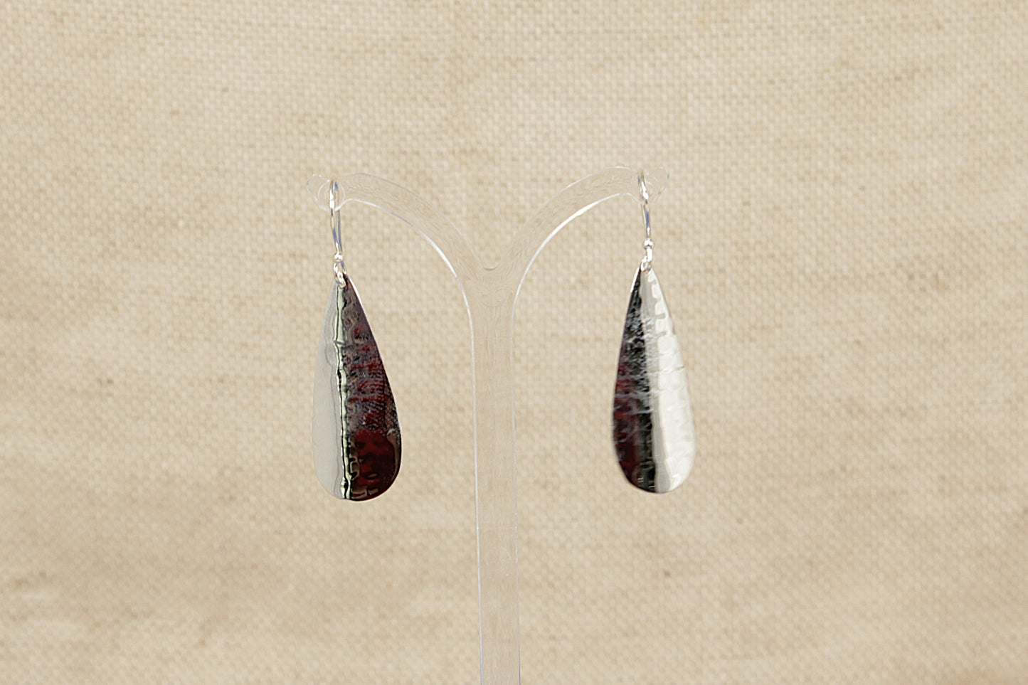 Silver Dangly Tear Drop Earrings