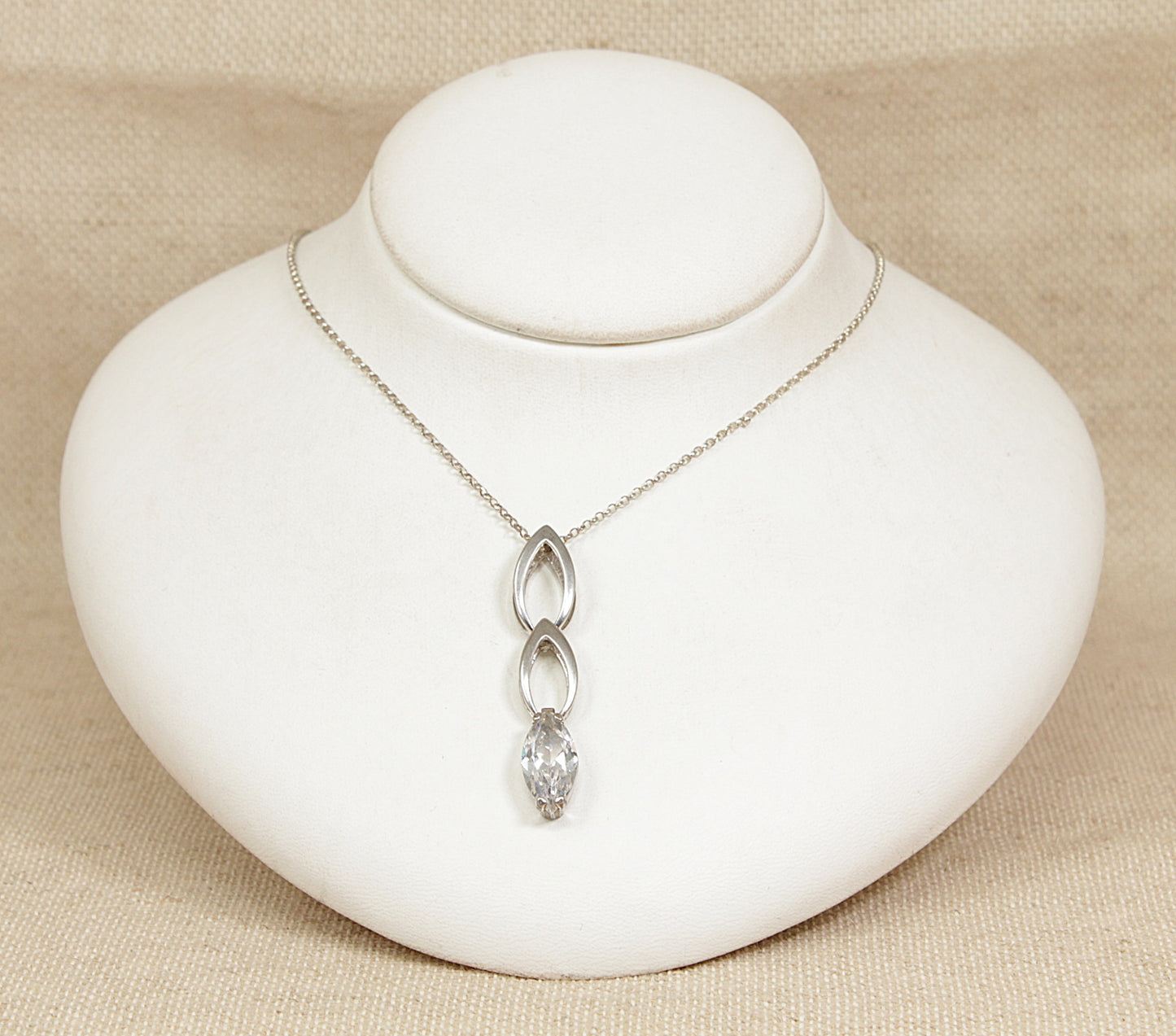 Silver Cubic Ziconia Pendant and Chain Necklace
