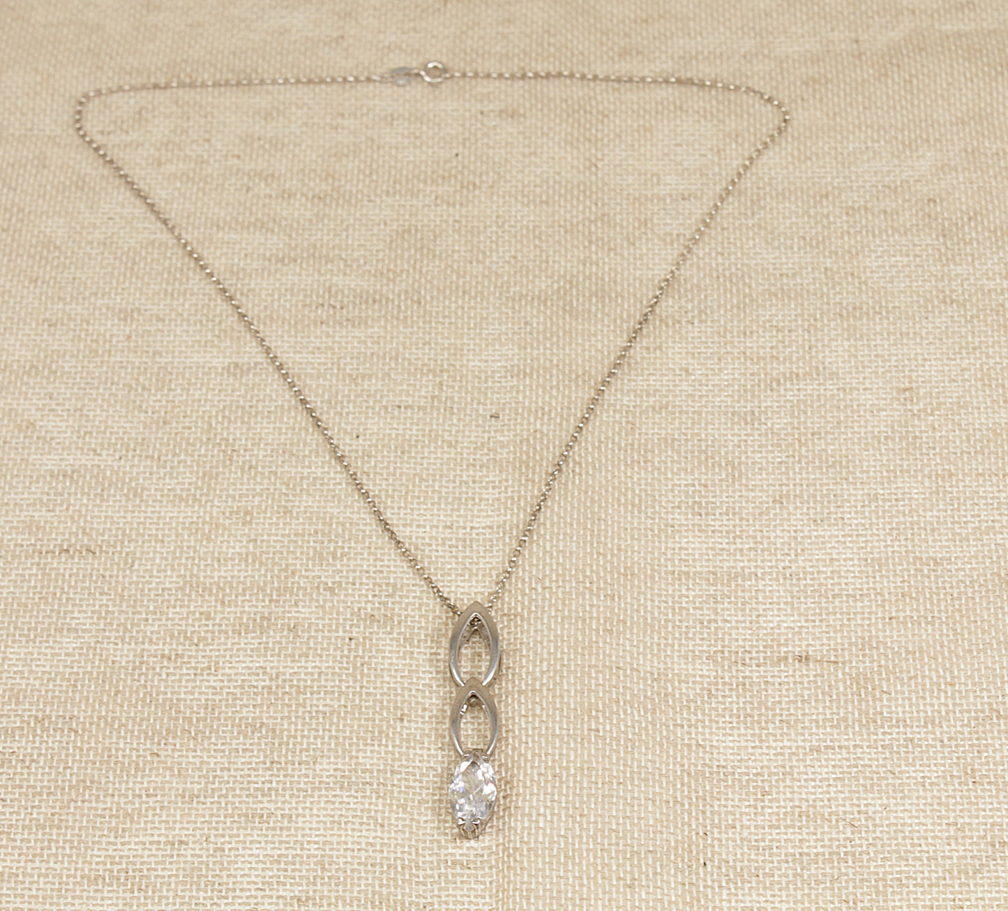 Silver Cubic Ziconia Pendant and Chain Necklace